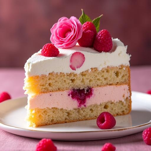 ローズとラズベリーのショートケーキ
